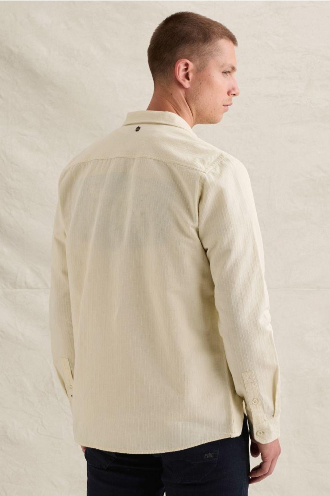 PME legend beige heren overhemd | Model achteraanzicht