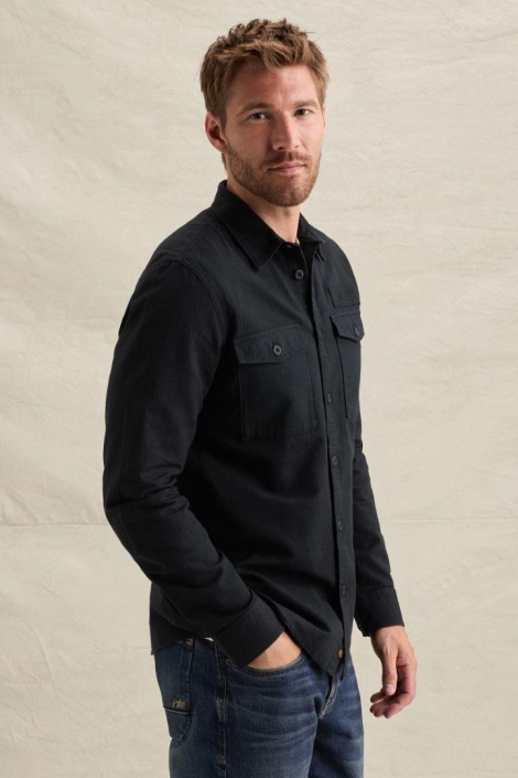 PME legend blauwe heren overhemd | Model zijaanzicht