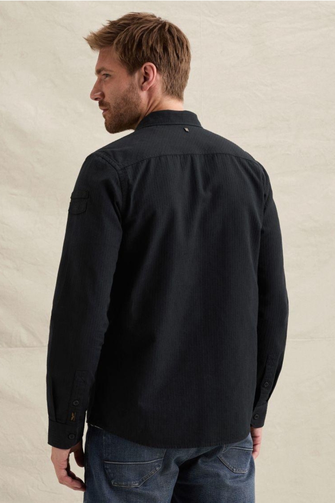 PME legend blauwe heren overhemd | Model achteraanzicht