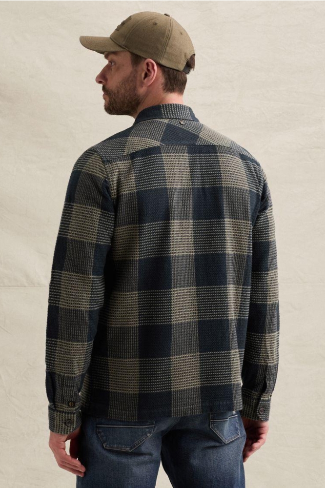 PME legend blauwe heren overhemd | Model achteraanzicht