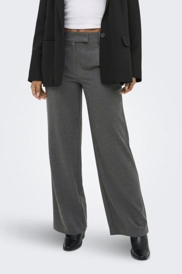 Only Broek ONLDELUXE HW STRAIGHT PANT PNT 15373448 Medium Grey Melange