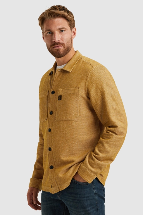 PME legend camel heren overhemd | Model zijaanzicht