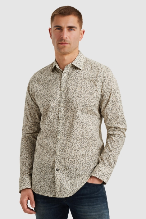 PME legend beige heren overhemd | Model vooraanzicht