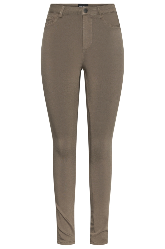Pieces taupe dames broek | Vooraanzicht