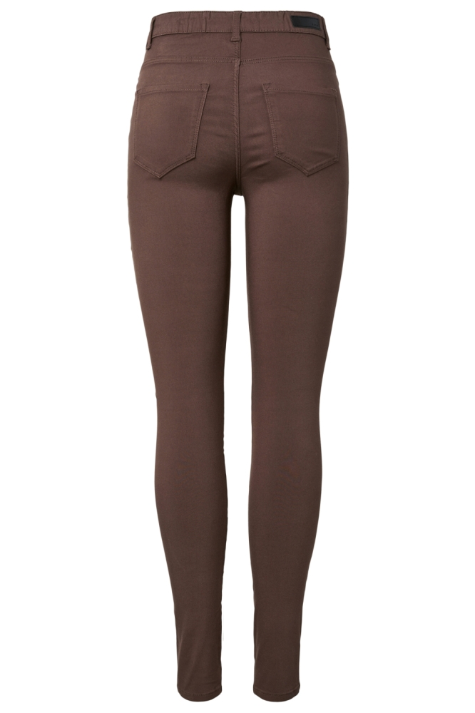 Pieces bruine dames broek | Achteraanzicht