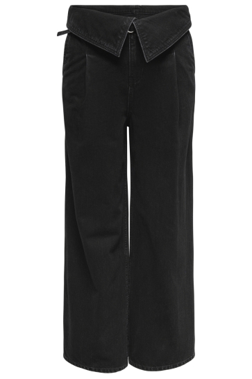 Only Jeans ONLROSELLA HW FOLD BELT WIDE DNM MA 15366256 Wased Black