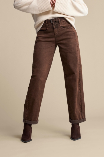 Red Button Jeans KORINE BELT WASHED TWILL COLORS SRB5156 Coffee