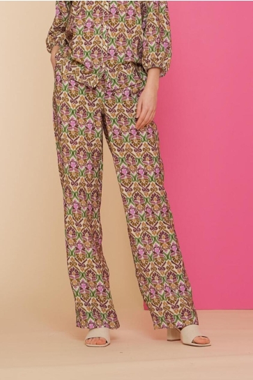 Geisha BROEK MET PRINT 41400 20 Purple/Sand combi