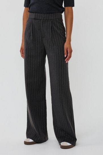 EsQualo Broek TROUSERS HIGH WAIST STRIPE STUDS F25 10517 DARK GREY MELANGE