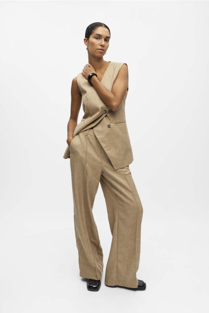 Object camel dames broek | Model vooraanzicht