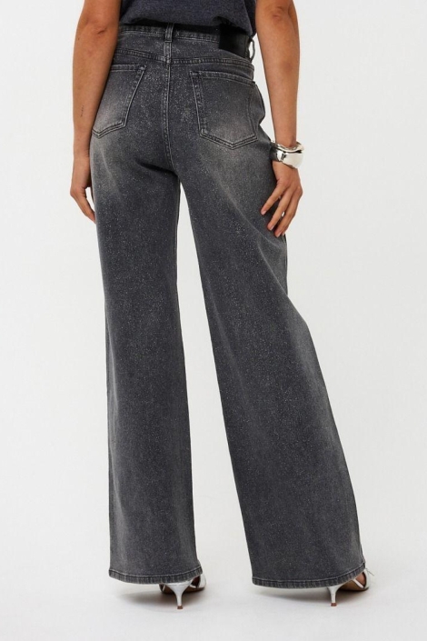 EsQualo grijze dames jeans | Model achteraanzicht