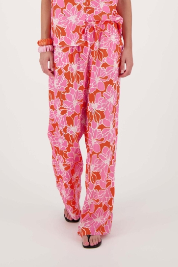 Zusss BROEK MET BLOEMEN PRINT 0303-068 7191 FEL ROZE/ORANJE