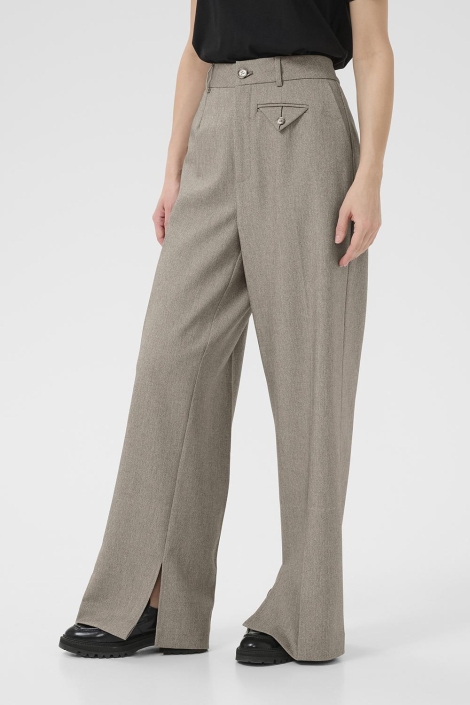 Kaffe camel dames broek | Model vooraanzicht