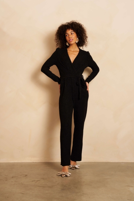 Lofty Manner zwarte dames jumpsuit | Model vooraanzicht