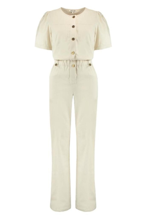Harper & Yve ecru dames jumpsuit | Vooraanzicht