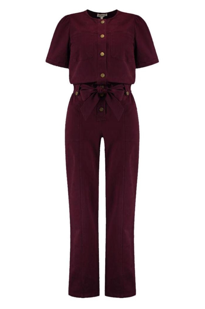 Harper & Yve bordeaux dames jumpsuit | Vooraanzicht