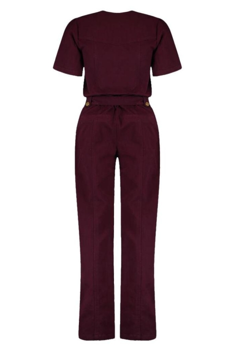 Harper & Yve bordeaux dames jumpsuit | Achteraanzicht