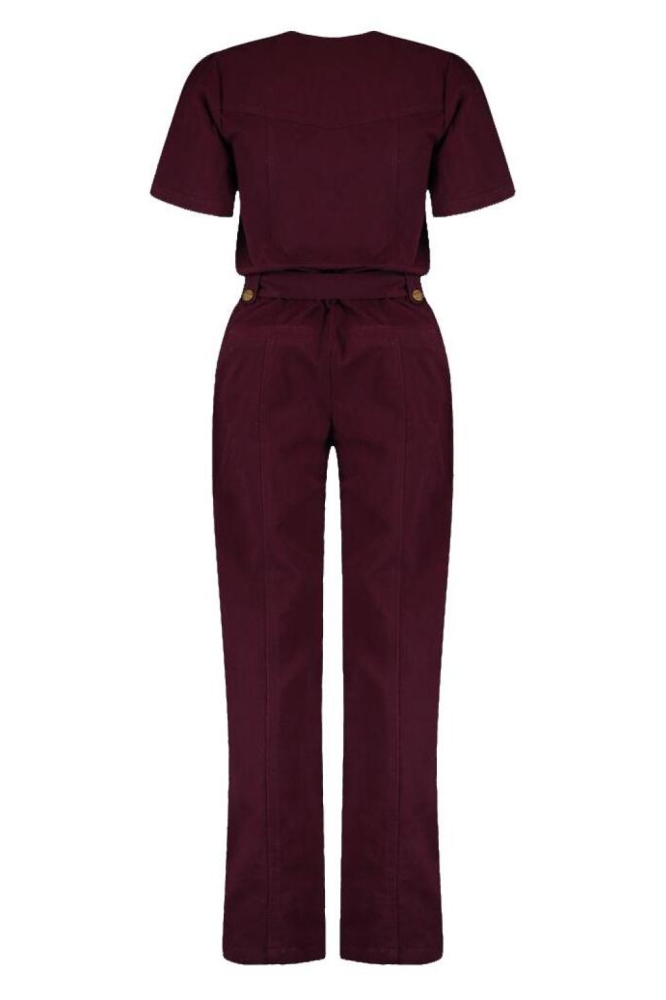 Harper & Yve bordeaux dames jumpsuit | Achteraanzicht