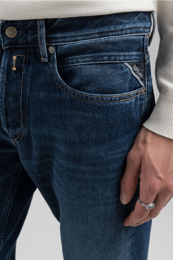 Replay blauwe heren jeans | Close up