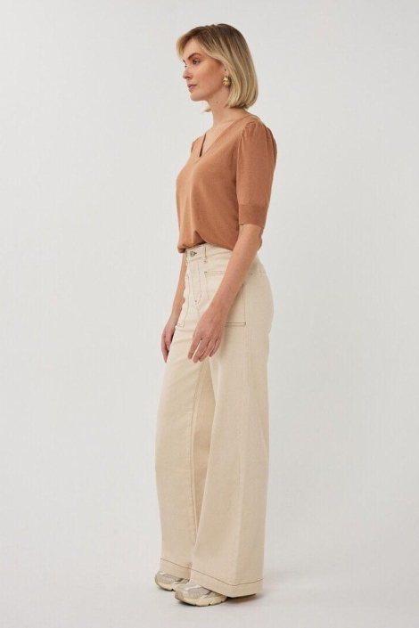 EsQualo beige dames jeans | Model zijaanzicht