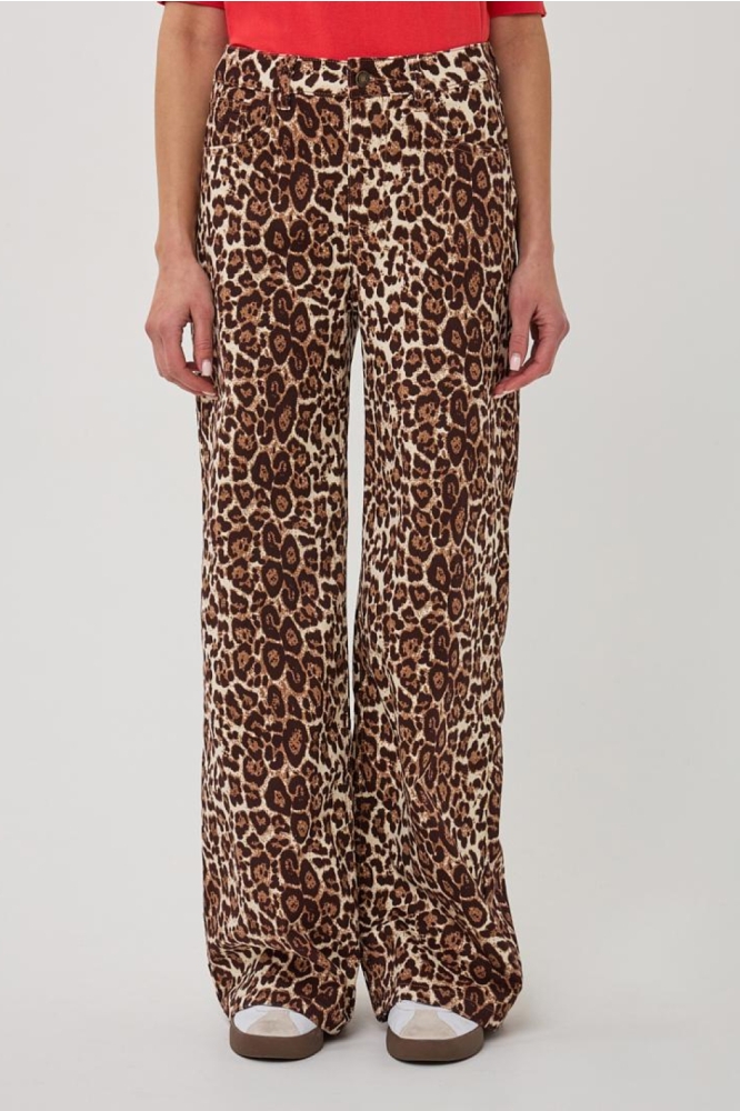 EsQualo camel dames broek | Model vooraanzicht