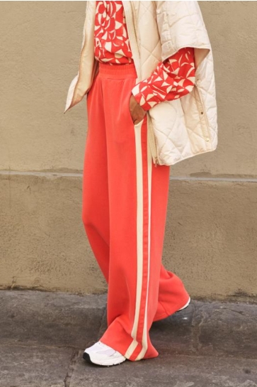 EsQualo Broek TROUSER WIDE STRIPE MODAL SP26 05006 479 CHILI RED