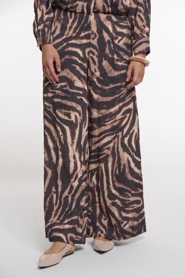 Rino & Pelle REGULAR LENGTH WIDE LEG PANTS DARJA 7002621 BROWN ZEBRA