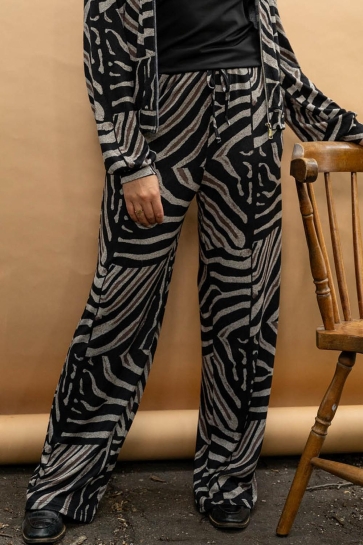 FOS Amsterdam Broek RIKKI PATCHWORK ZEBRA 7559 001 BLACK