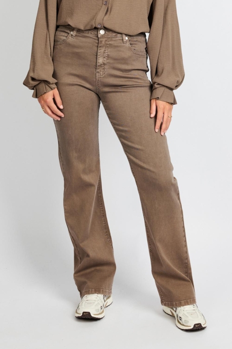 C&S The Label bronzen dames jeans | Model vooraanzicht