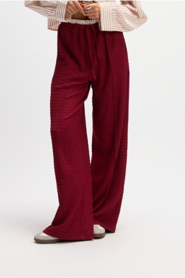 Refined Department MARA KNITTED RELAXED WIDE PANTS R2509158745 BORDEAUX