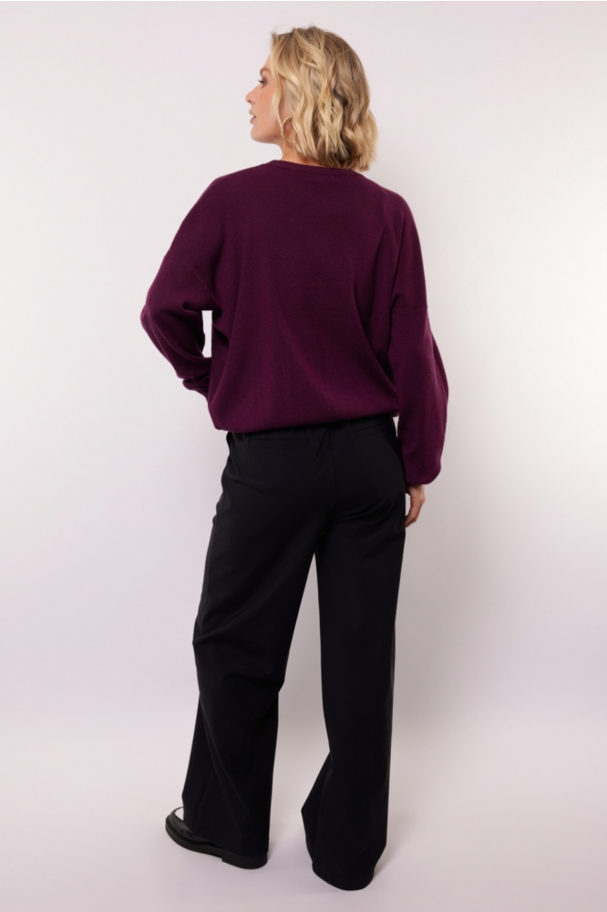 Fluresk zwarte dames broek | Model achteraanzicht