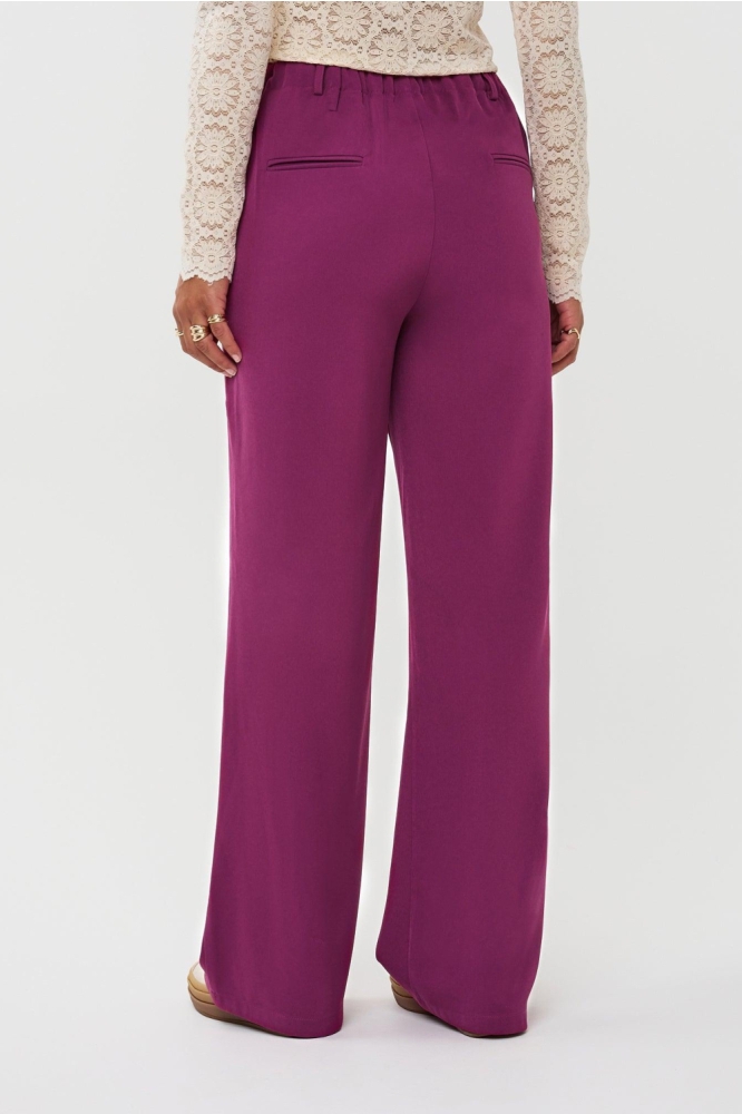Ydence paarse dames broek | Model achteraanzicht