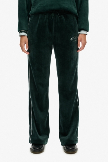 Superdry COUNTRY CLUB VELOUR RECHTE JOGGINGBROEK W7011274A 27E ENAMEL GREEN