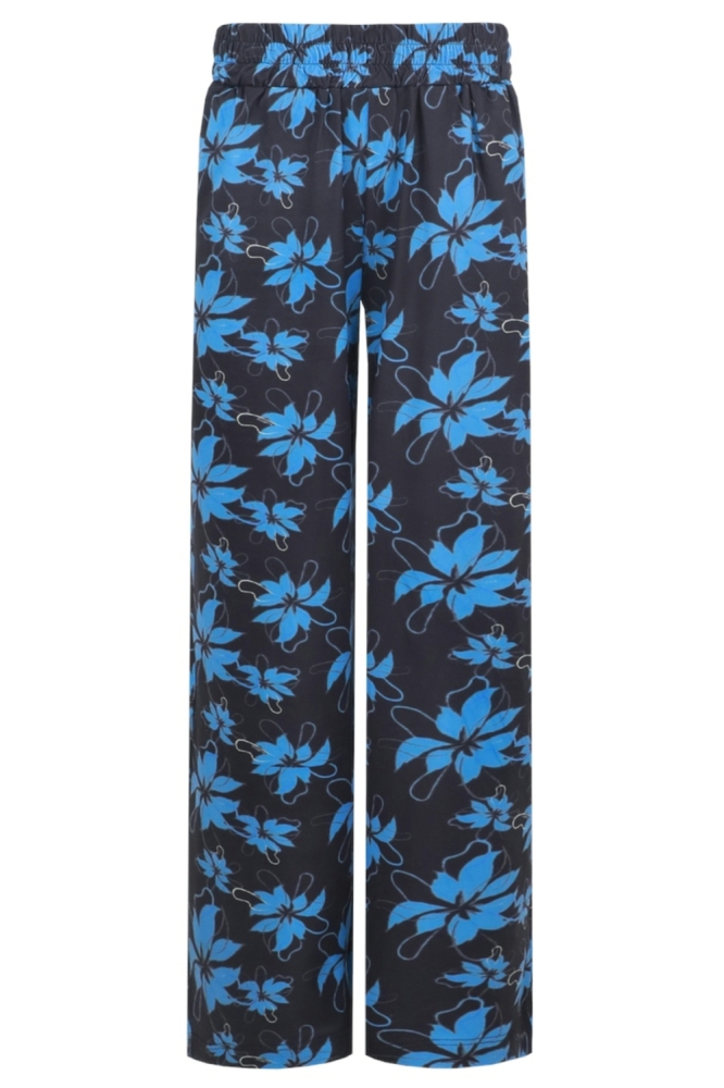 Fluresk blauwe dames broek | Achteraanzicht