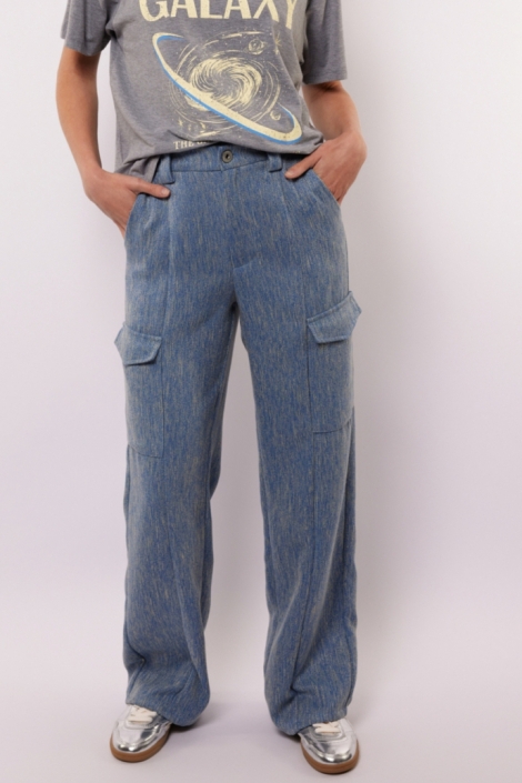 Fluresk blauwe dames broek | Model