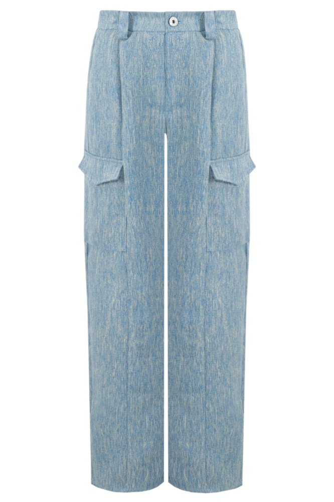 Fluresk blauwe dames broek | Vooraanzicht