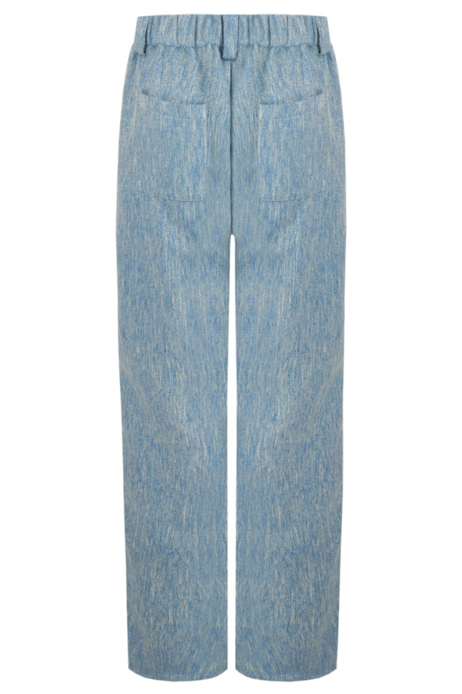 Fluresk blauwe dames broek | Achteraanzicht