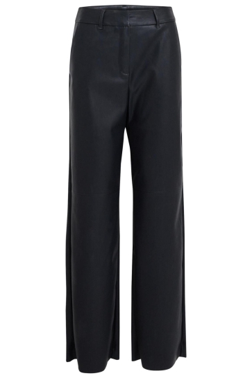 Minus TASJA MID WAIST PU PANT MI6393 100 BLACK