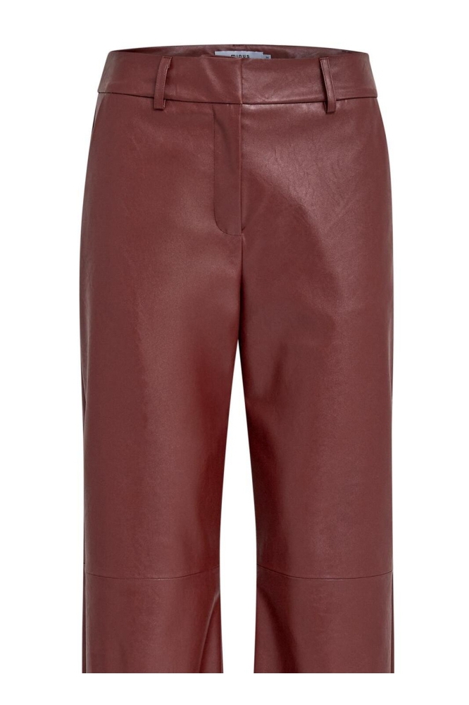 Minus bordeaux dames broek | Close up