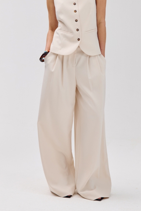 Harper & Yve ecru dames broek | Model vooraanzicht