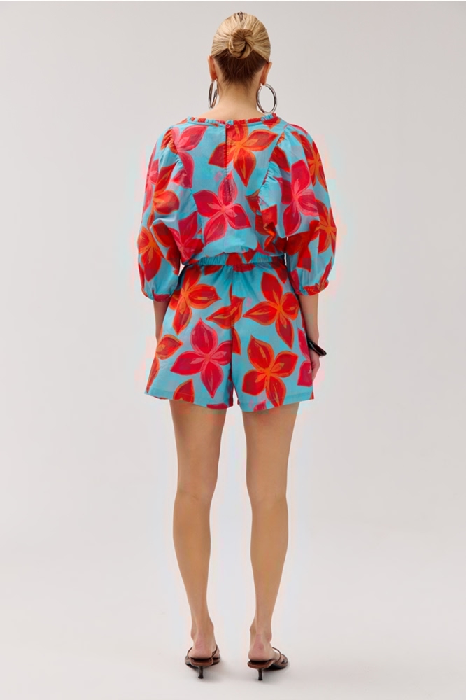 Harper & Yve blauwe dames jumpsuit | Model achteraanzicht
