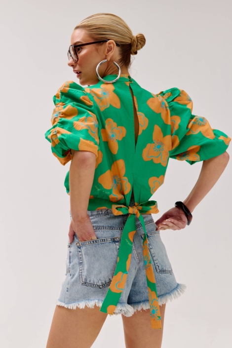 Harper & Yve blauwe dames korte broek | Model achteraanzicht