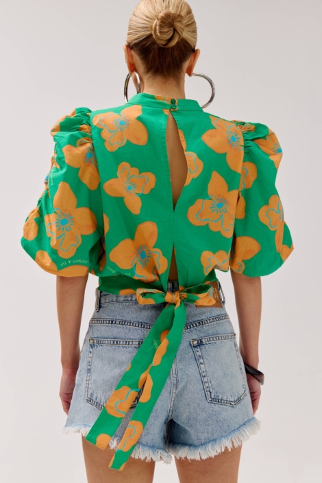 Harper & Yve blauwe dames korte broek | Model achteraanzicht