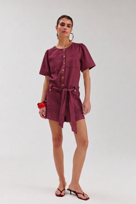Harper & Yve paarse dames jumpsuit | Model vooraanzicht