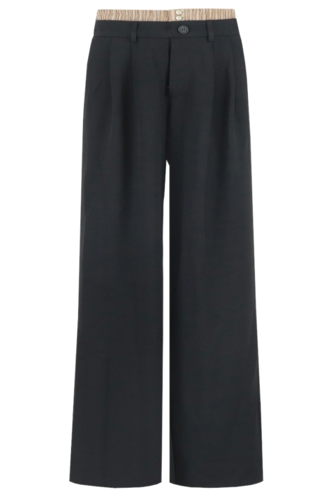 Fluresk zwarte dames broek | Vooraanzicht