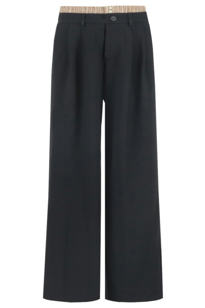 Fluresk zwarte dames broek | Vooraanzicht