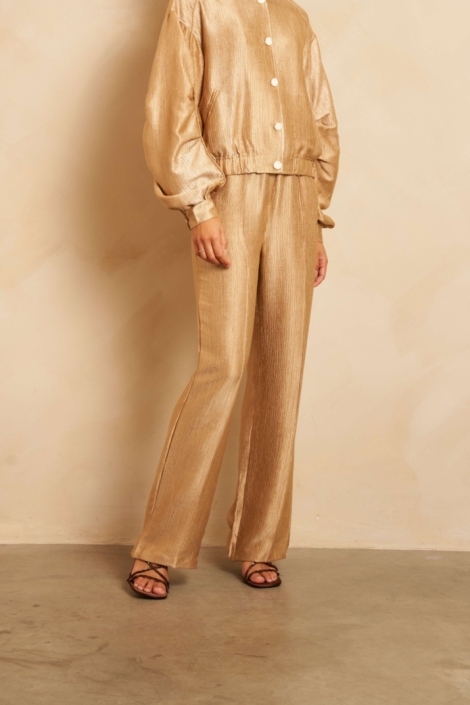 Lofty Manner camel dames broek | Model vooraanzicht