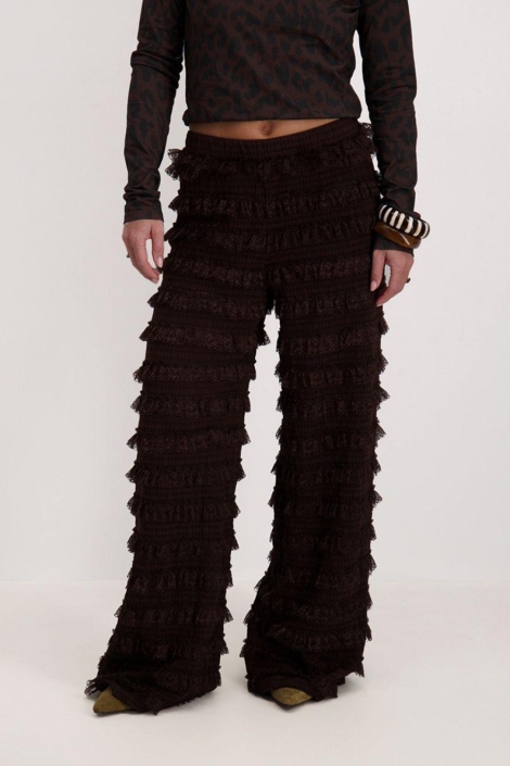 Harper & Yve bruine dames broek | Model vooraanzicht