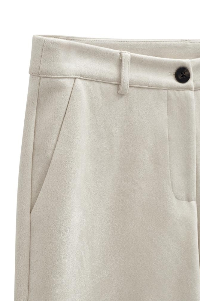 Freequent beige dames broek | Close up