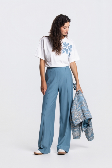 Juffrouw Jansen blauwe dames broek | Model